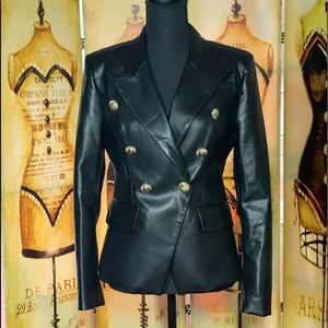 Faux Leather Double Breasted blazer*NEW WITHOUT TAGS